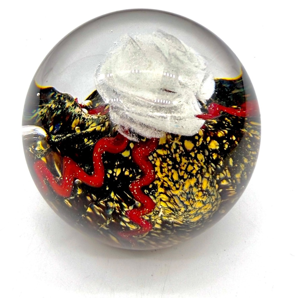 Glass Eye Studio Volcano Paperweight Signed GES‎ 08 Mt St Helens Ash Dichroic